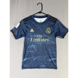 Kids Real Madrid Soccer Jersey JOVIC 18 Adidas ClimaCool Navy Gold Size 152